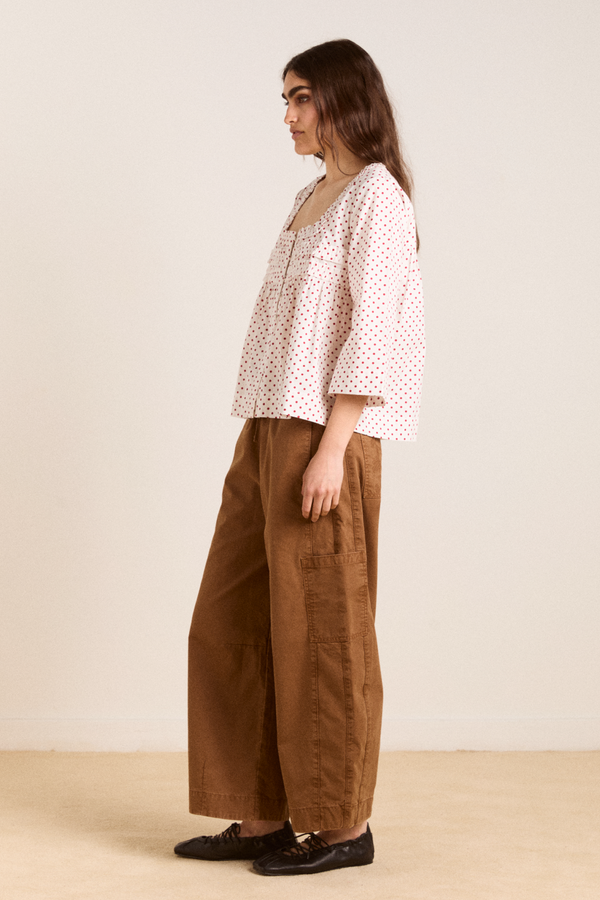 Damson Madder Leilani Blouse - Off White And Red Spot