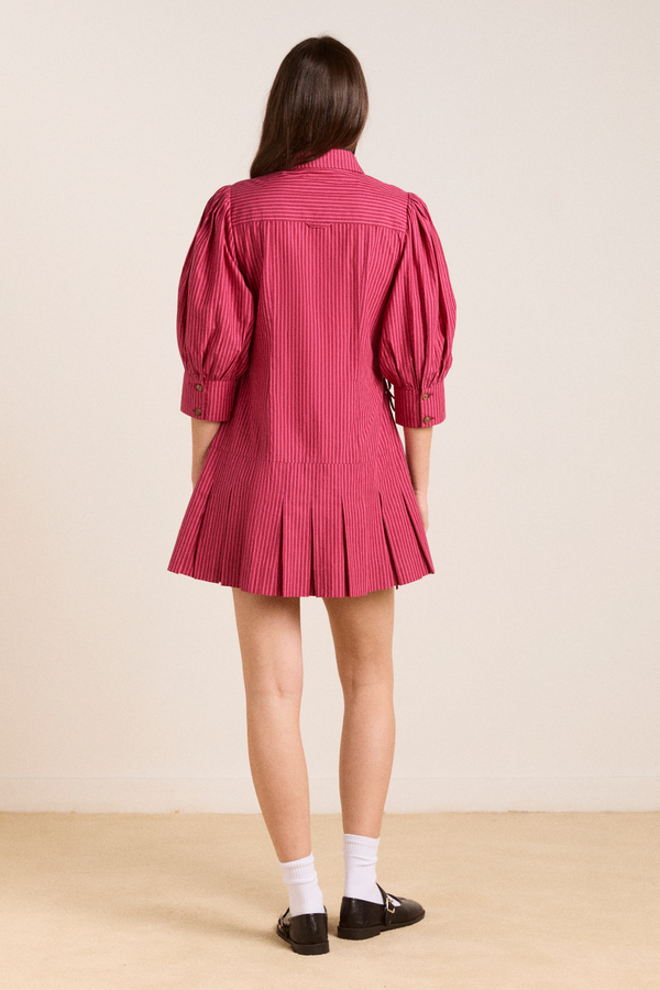 Damson Madder Maisie Mini Shirt Dress - Berry Business