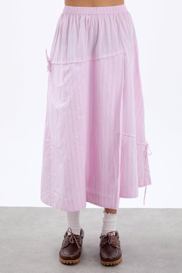 Damson Madder Marine Channel Midi Skirt - Pink Stripe