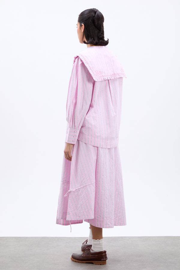 Damson Madder Marine Channel Midi Skirt - Pink Stripe