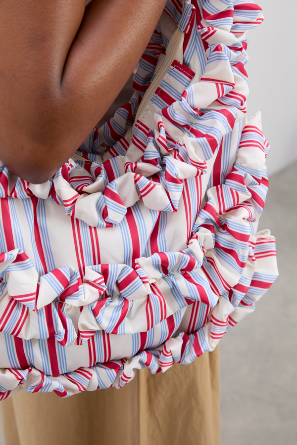 Damson Madder Oversized Quinn Ruffle Bag - Cherry Stripe