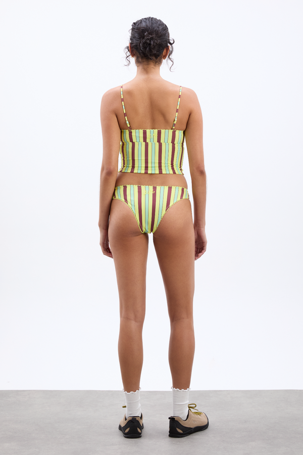 Damson Madder Picot Trim High Bikini Bottoms - Tropical Stripe
