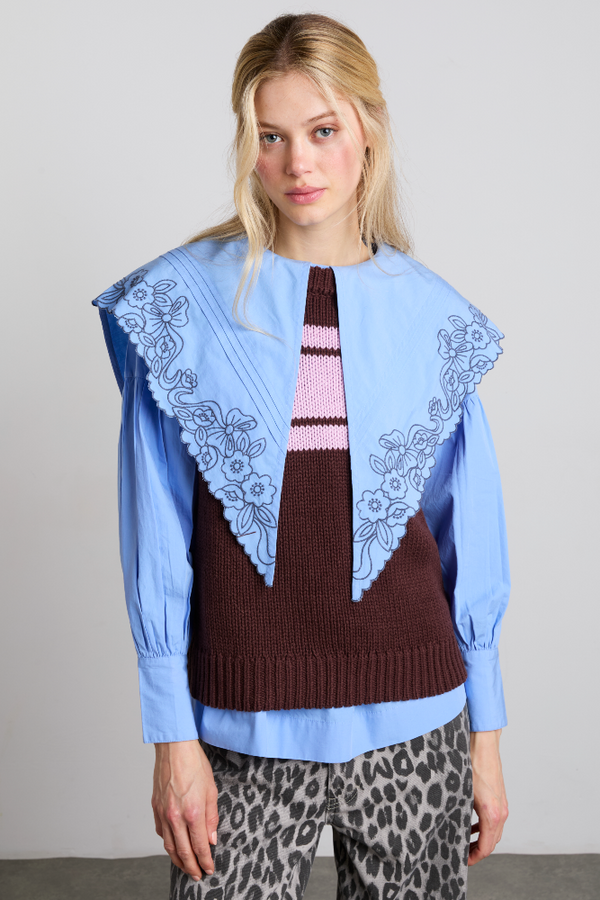 Damson Madder Poppy Jumper With Removable Sleeves - Burgundy & Lilac