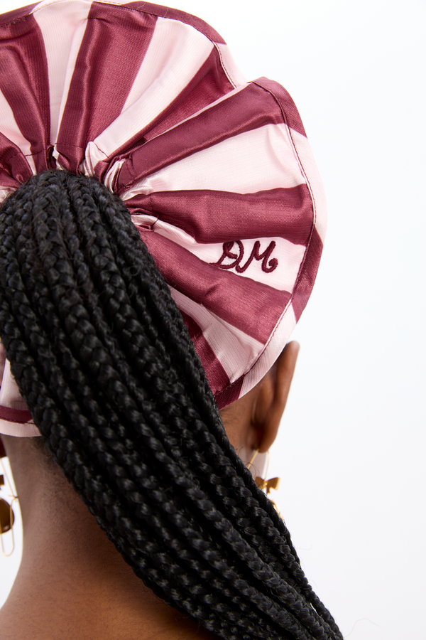 Damson Madder Rachel Oversized Scrunchie - Pink Burg Stripe