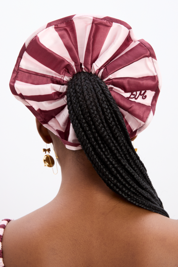 Damson Madder Rachel Oversized Scrunchie - Pink Burg Stripe