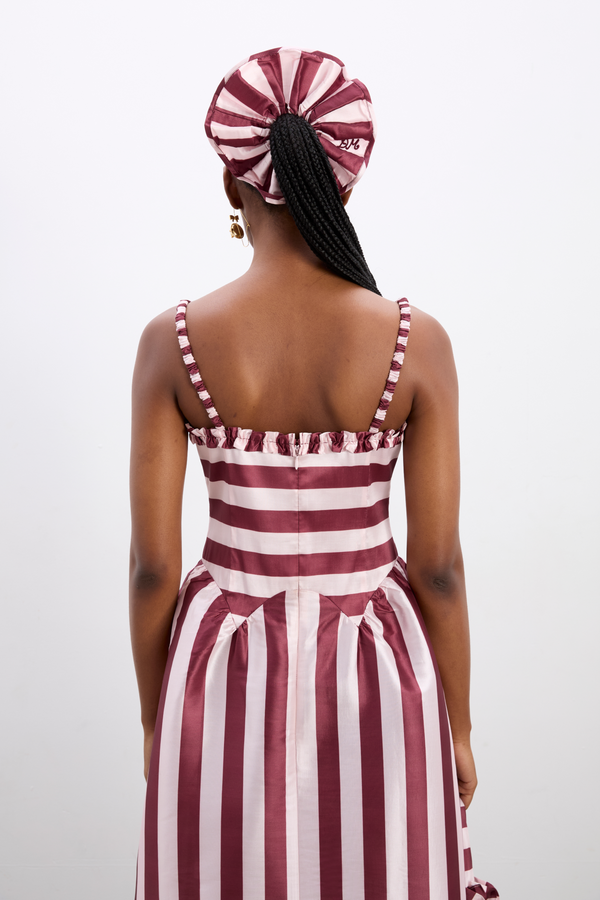 Damson Madder Rachel Oversized Scrunchie - Pink Burg Stripe
