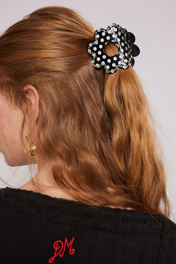 damson madder recycled acetate daisy spot hair clip
