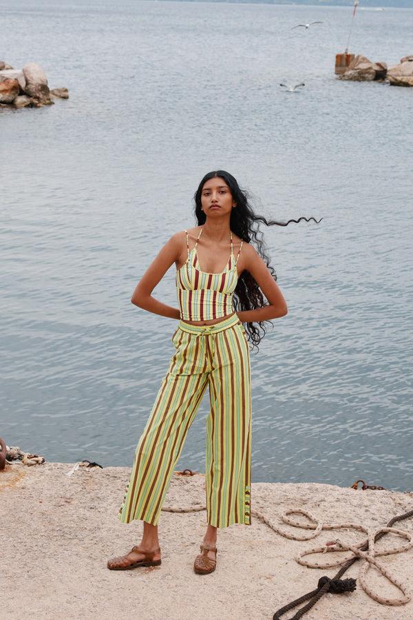 damson madder ritik trousers - tropical business stripe