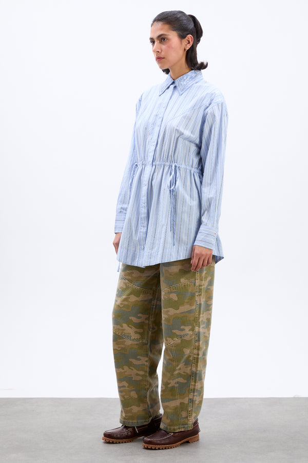 Damson Madder Romy Embroidered Shirt - Narrow Business Stripe