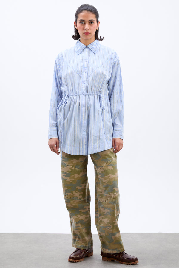 Damson Madder Romy Embroidered Shirt - Narrow Business Stripe