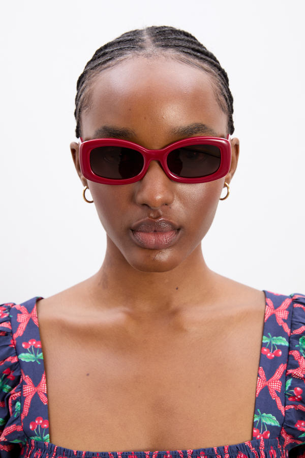 Damson Madder Round Square Sunglasses With Charm Detail - Red