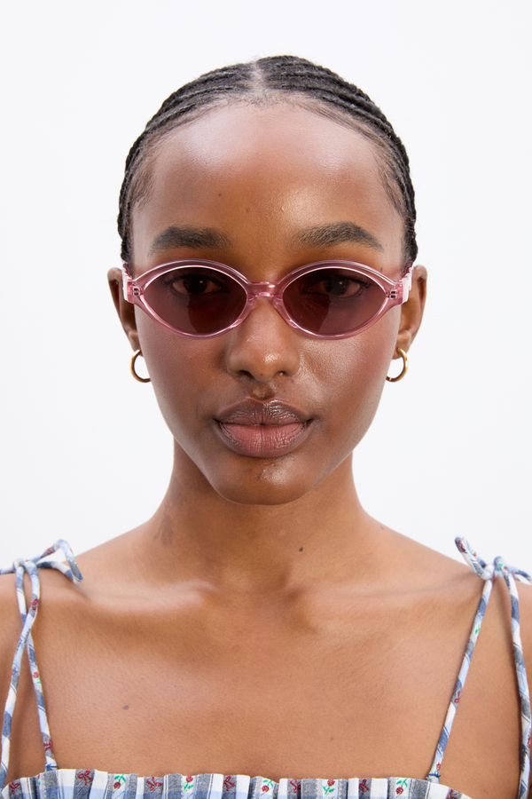 Damson Madder Slim Oval Sunglasses With Wavy Temple In Pink