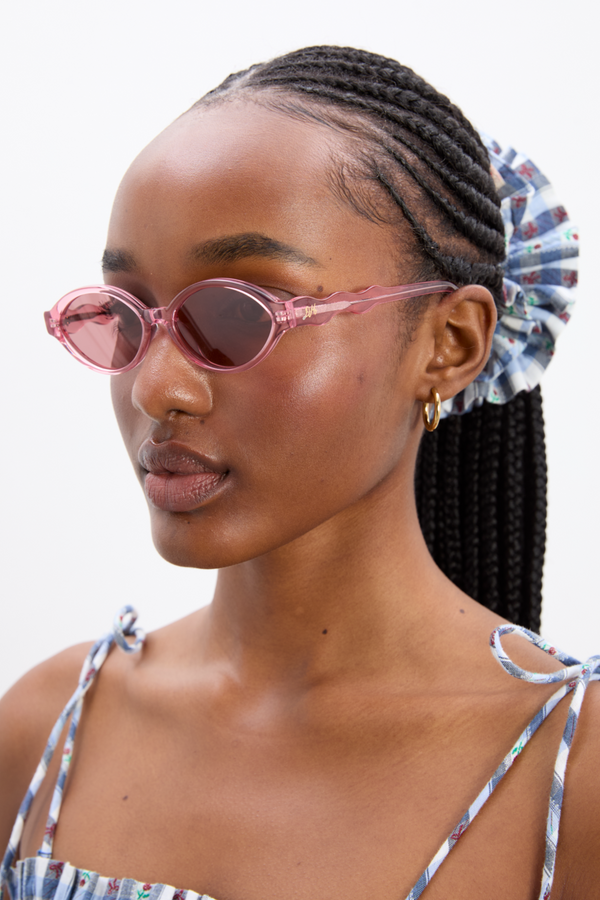 damson madder slim oval sunglasses with wavy temple in pink