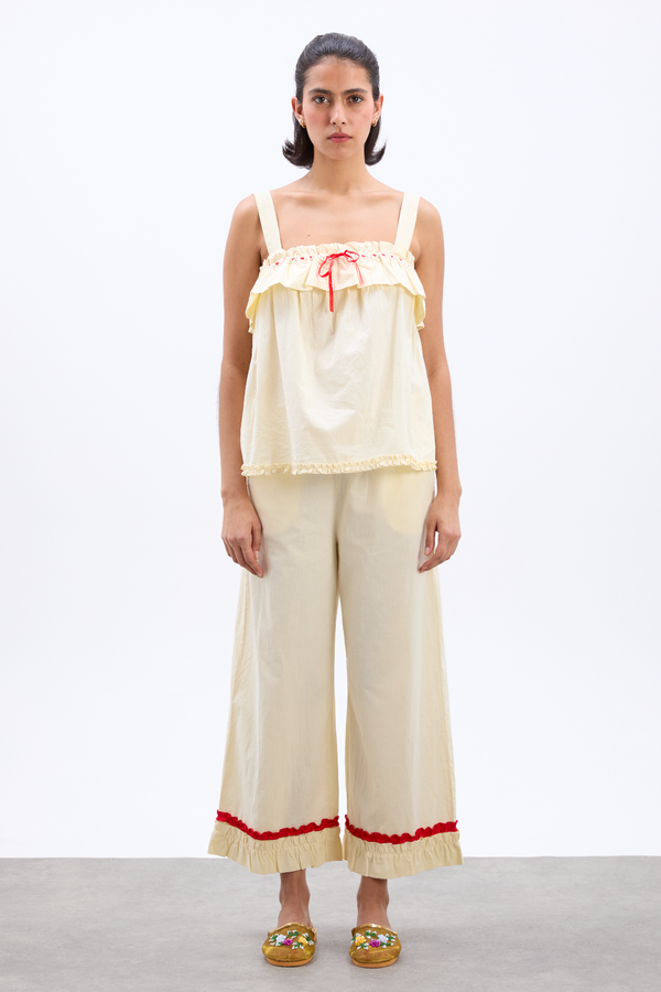 Damson Madder Tula Wide Strap Smock Cami - Butter/red