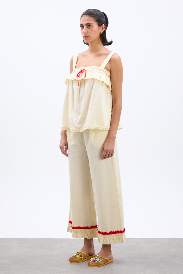 Damson Madder Tula Wide Strap Smock Cami - Butter/red