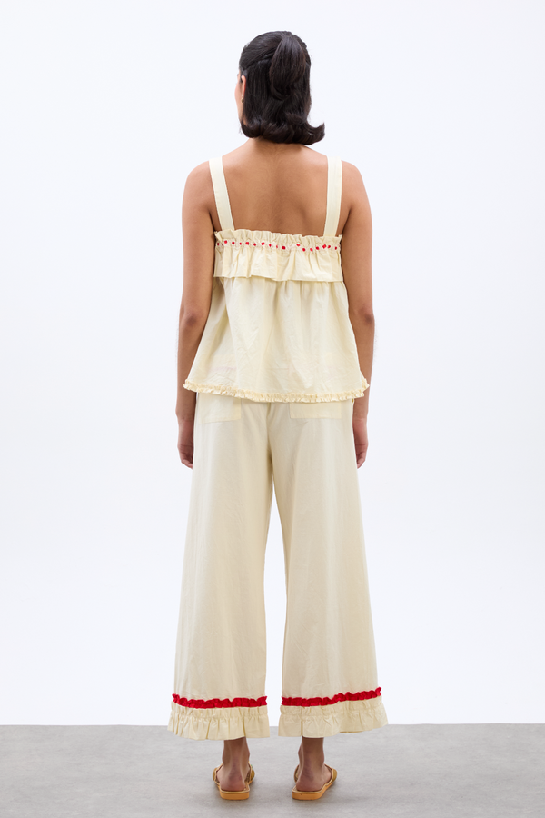 Damson Madder Tula Wide Strap Smock Cami - Butter/red