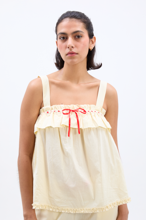 damson madder tula wide strap smock cami - butter/red