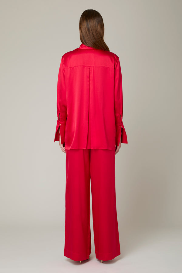 Danamé CELESTE SATIN SHIRT Burgundy Red