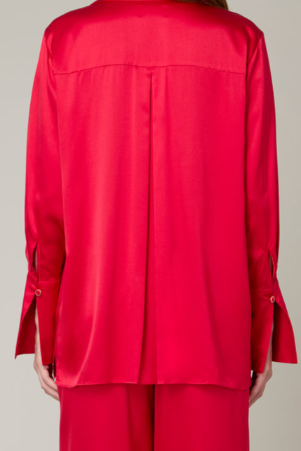 Danamé CELESTE SATIN SHIRT Burgundy Red