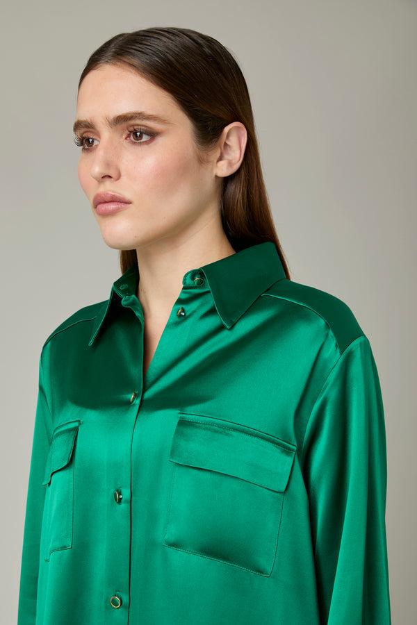 Danamé CELESTE SATIN SHIRT Forest Green
