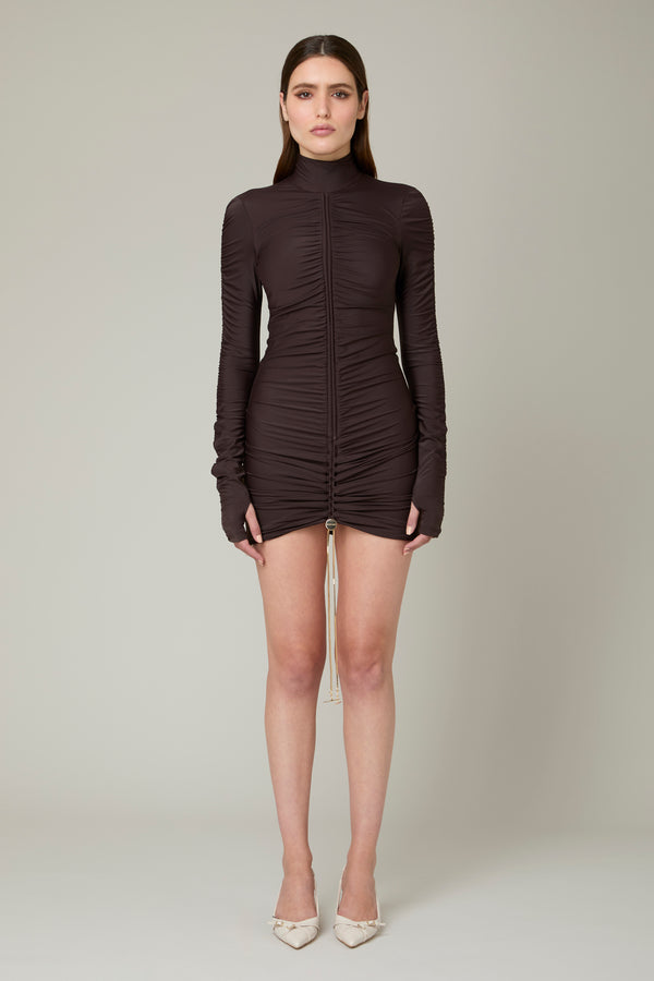 danamé LILA MINI DRESS Dark chocolate