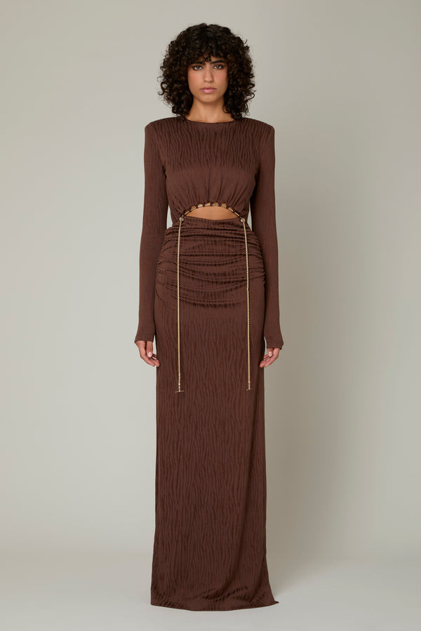 danamé MOLLY MAXI ROSE DRESS Chocolate