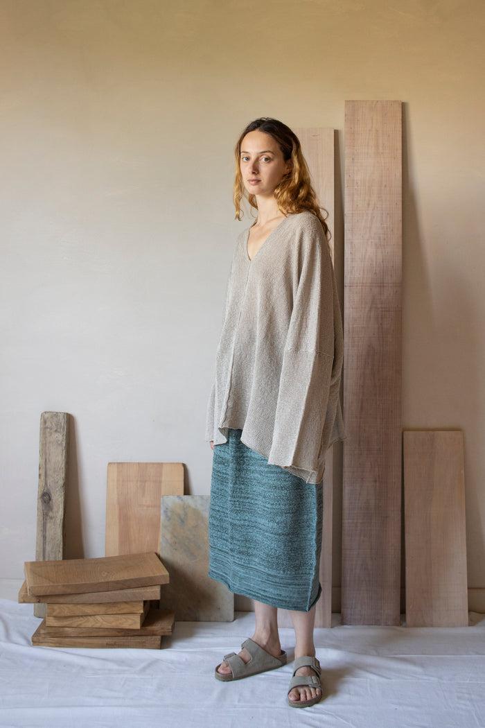 Daniel Andresen Biham Kimono Sleeve Loose V Pullover Ecru