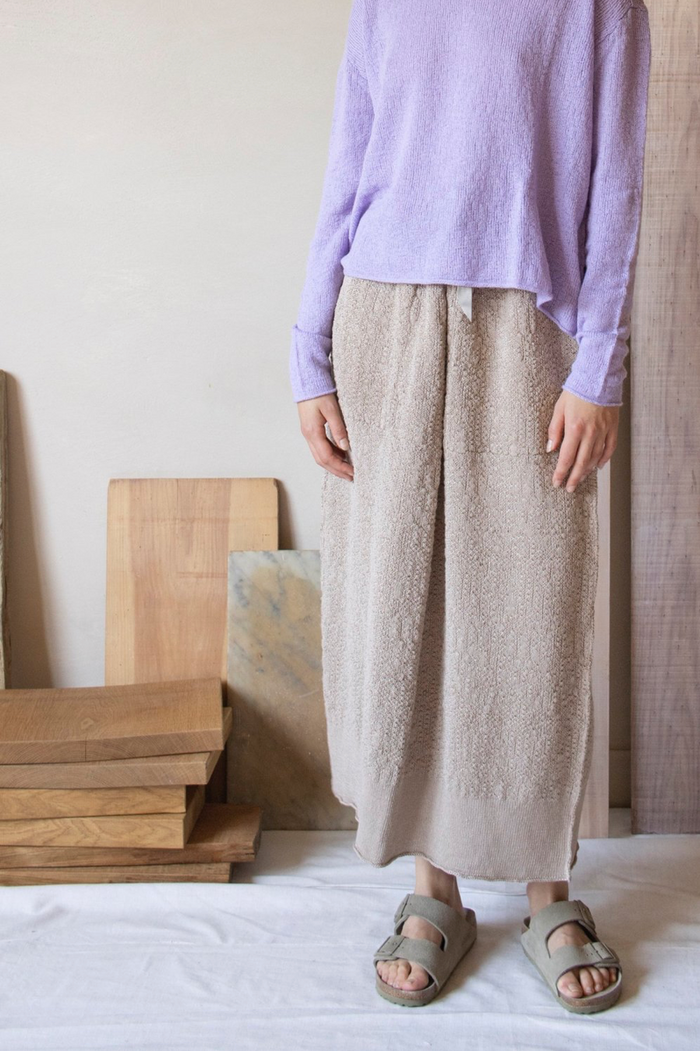 Daniel Andresen Chertan Long Skirt With Pockets And Belt Ecru