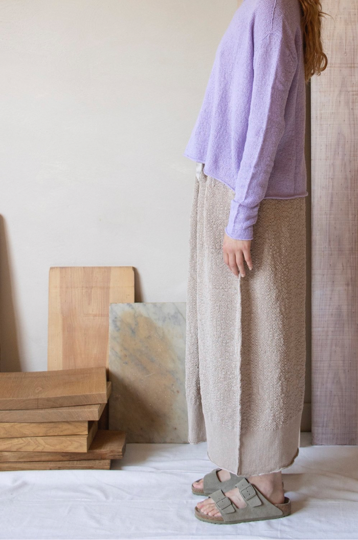 daniel andresen Chertan Long skirt with pockets and belt ecru