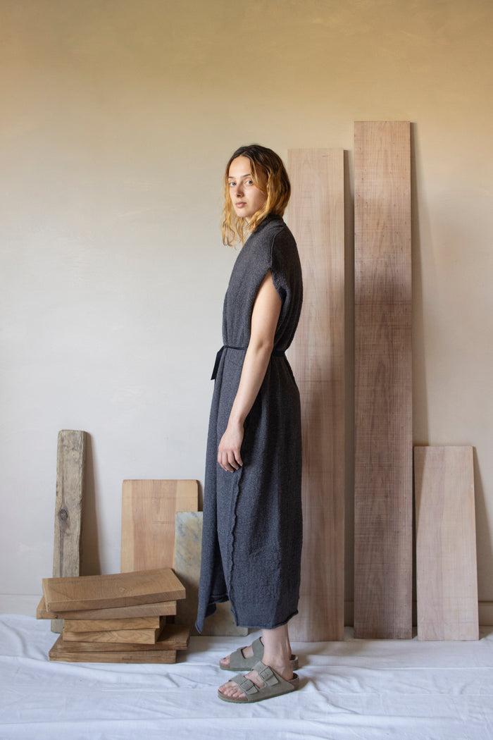 Daniel Andresen Hadar Wrap Dress With Belt And Pockets Charcoal