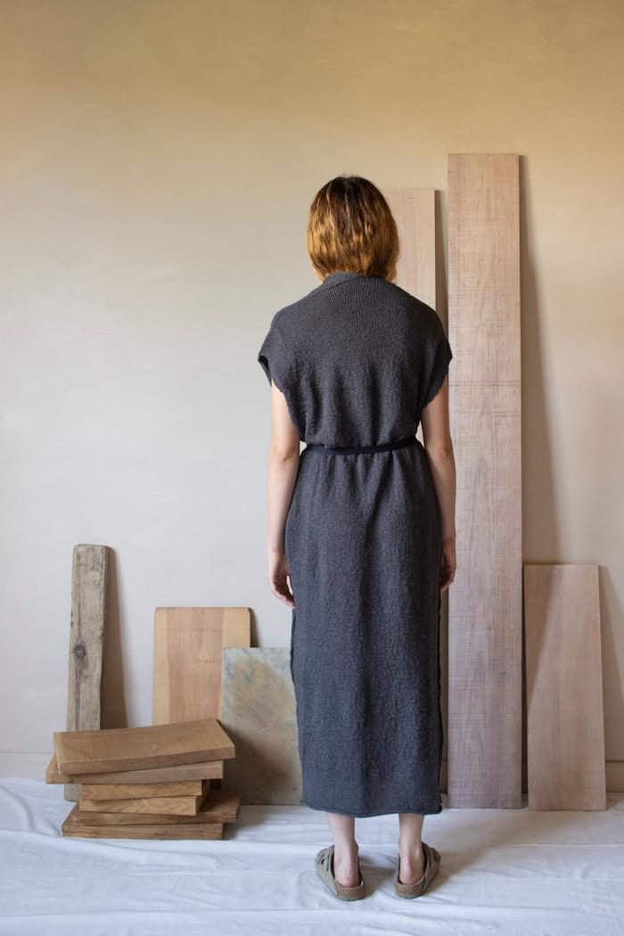 Daniel Andresen Hadar Wrap Dress With Belt And Pockets Charcoal