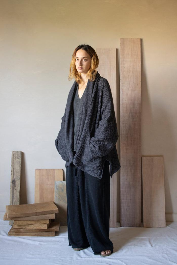 Daniel Andresen Timir Scarfed Kimono Style Cardigan Charcoal