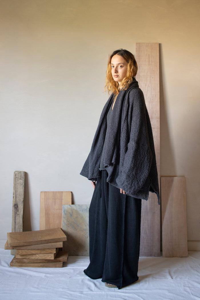 Daniel Andresen Timir Scarfed Kimono Style Cardigan Charcoal