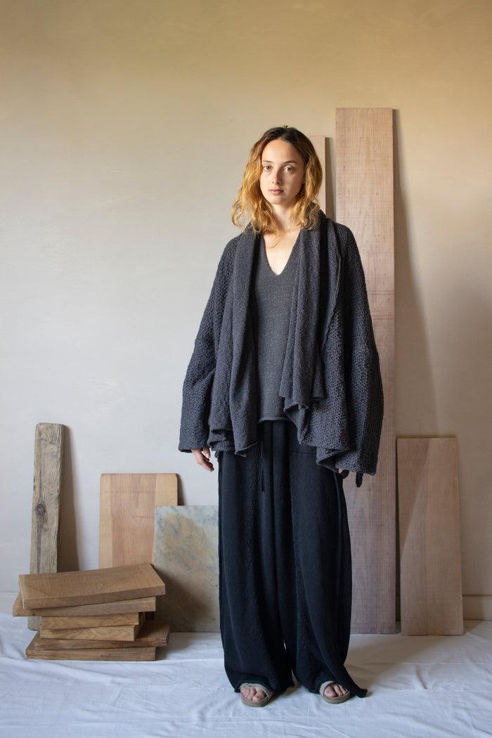 daniel andresen Timir scarfed kimono style cardigan charcoal