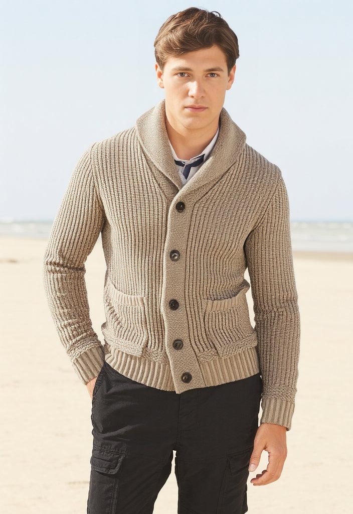 Daniel Hechter Beige Ribbed Knit Cardigan