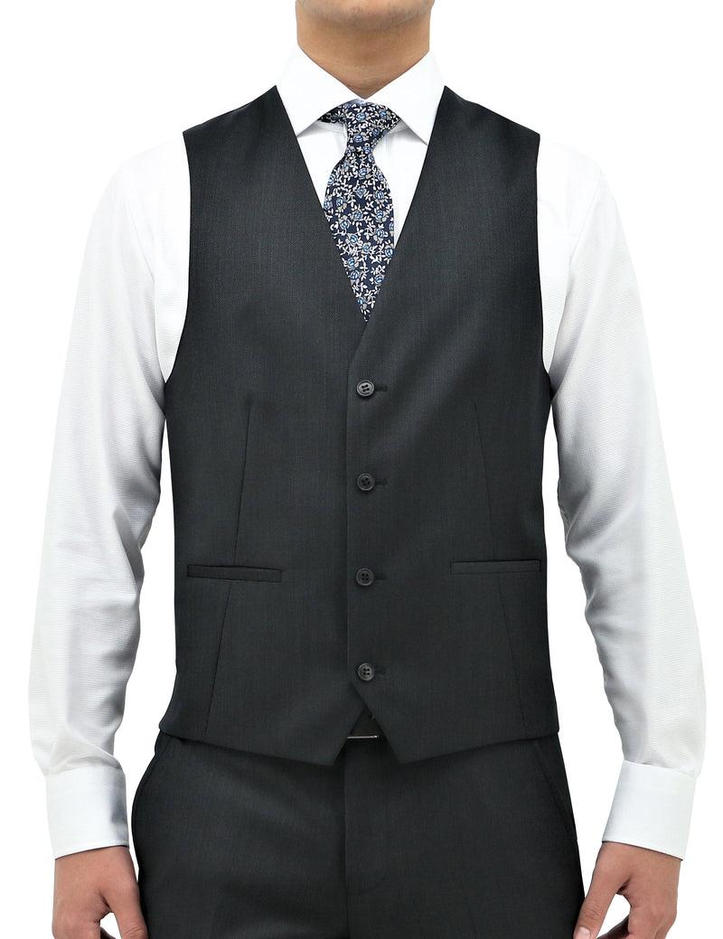 daniel hechter Luke 101 Black Wool Waistcoat Suit