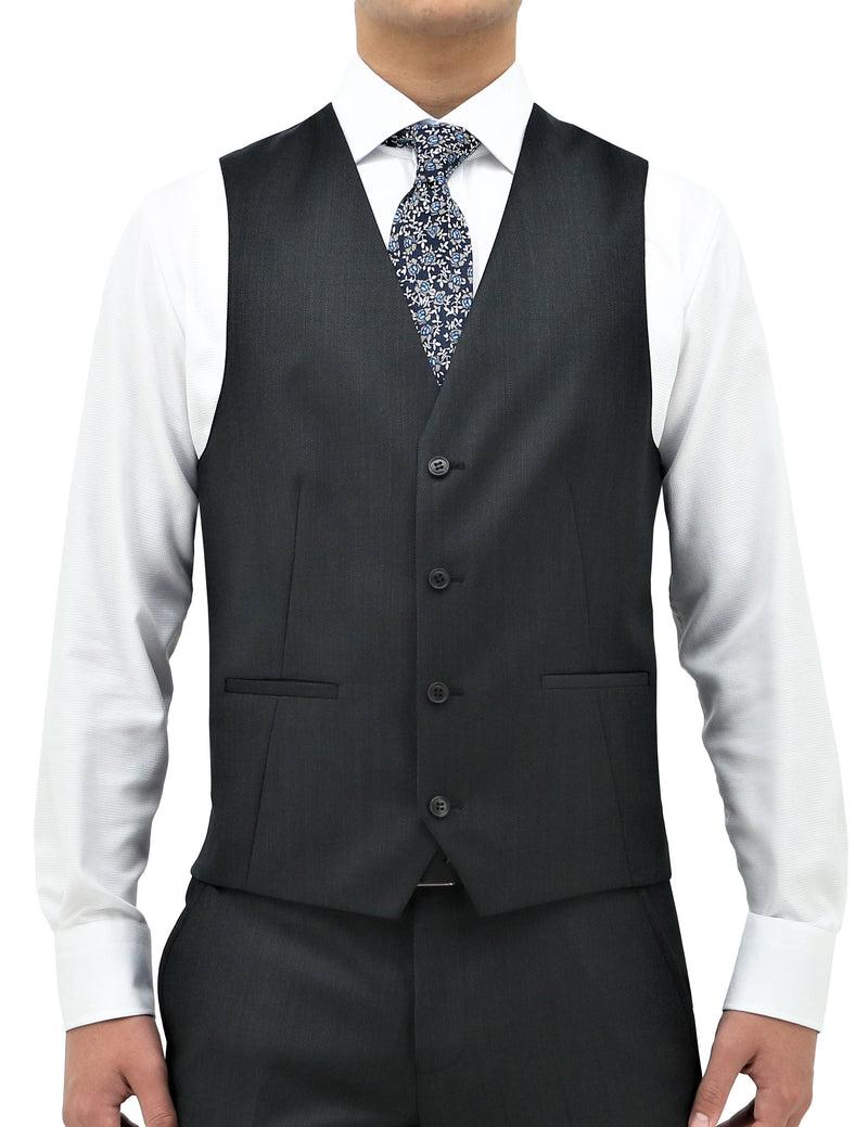 daniel hechter Luke 101 Black Wool Waistcoat Suit