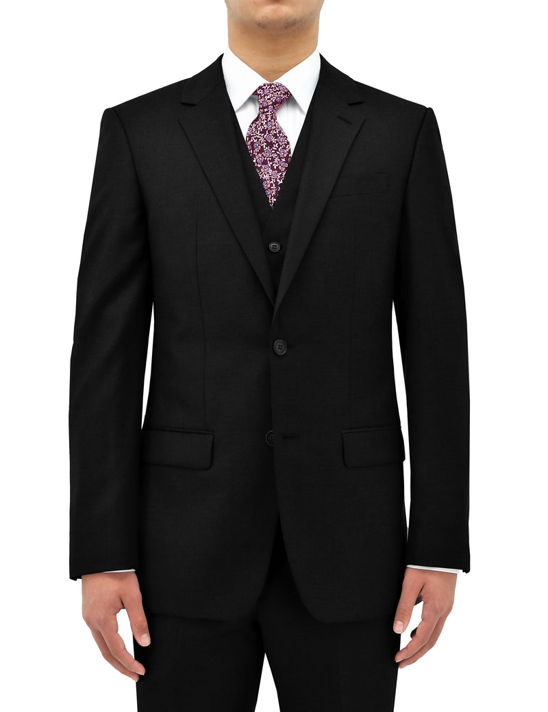 Daniel Hechter Ryan 106 Black Wool Waistcoat Suit