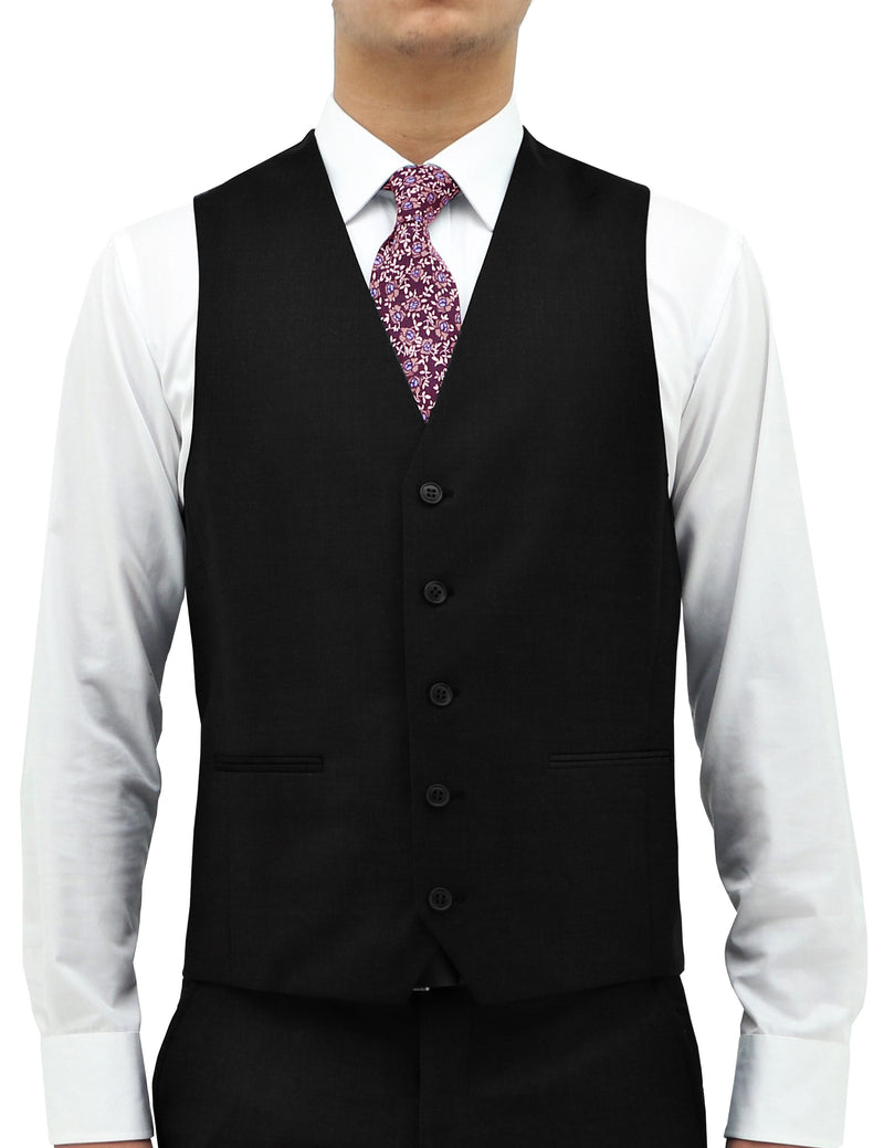 daniel hechter Ryan 106 Black Wool Waistcoat Suit