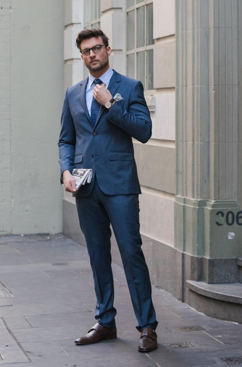 Daniel Hechter Edward 210 Blue Check Wool Trouser Suit