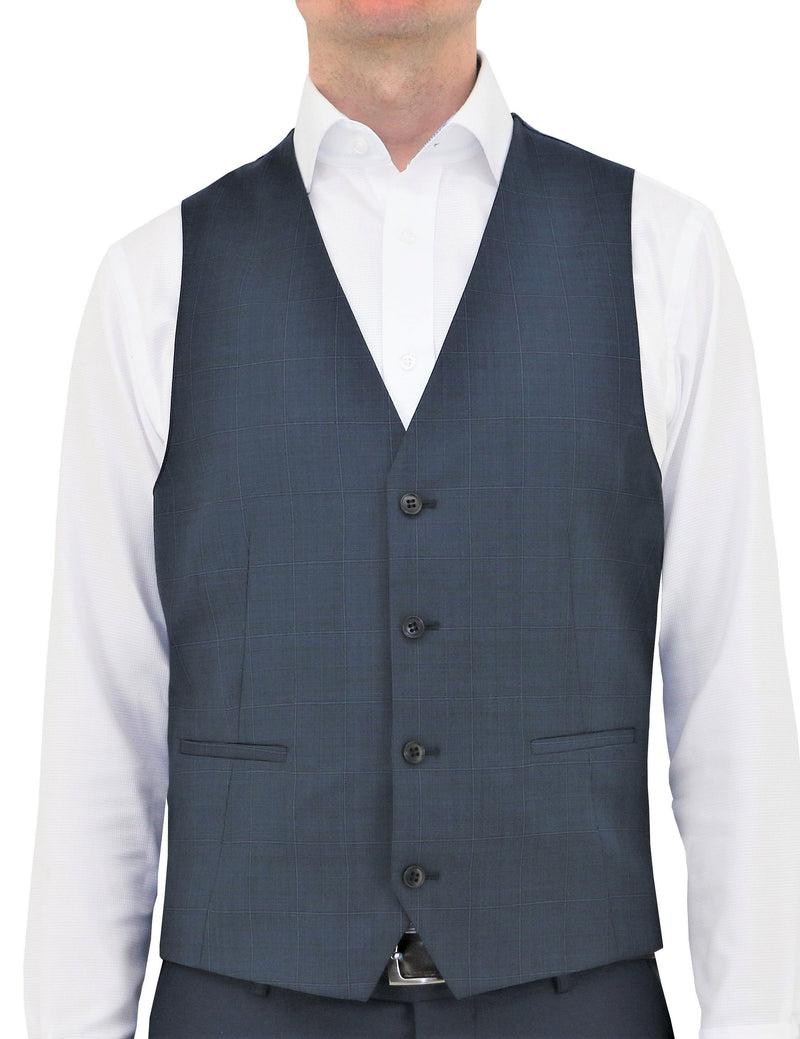 daniel hechter Luke 210 Blue Check Wool Waistcoat Suit