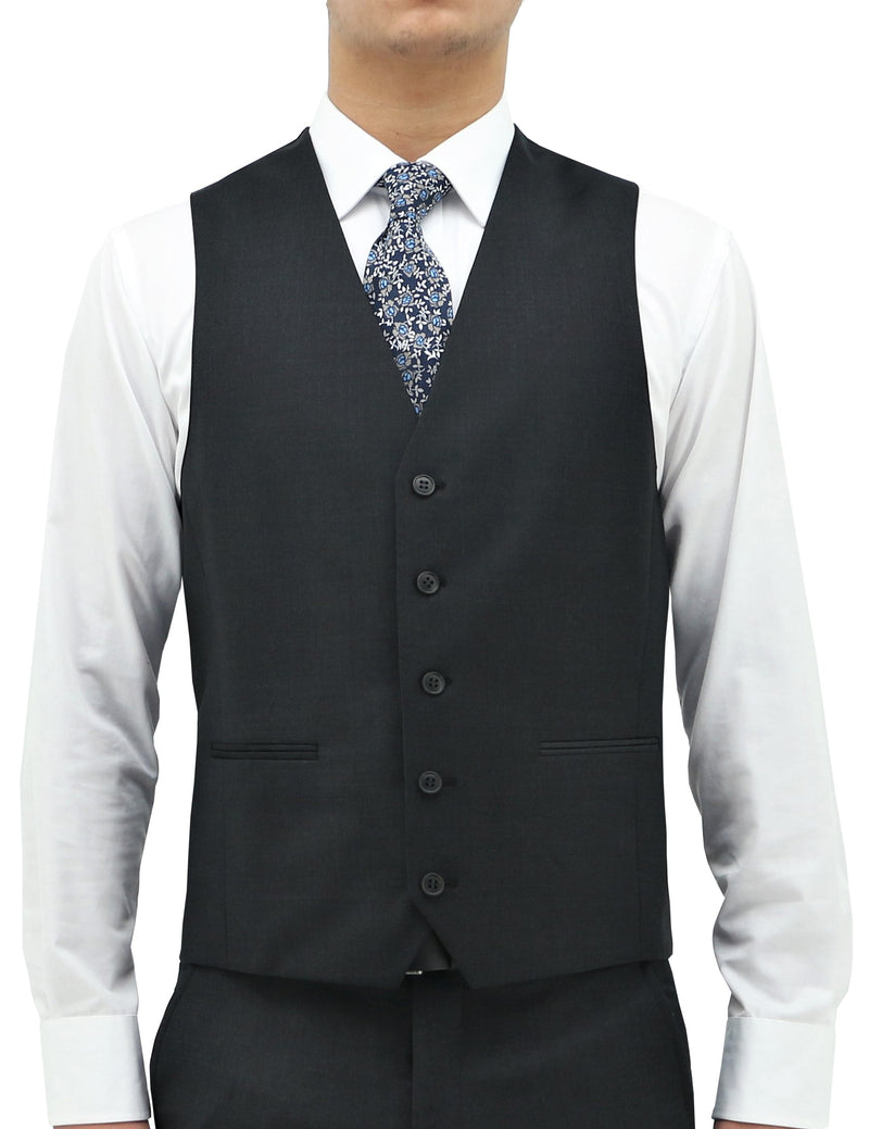daniel hechter Ryan 106 Charcoal Wool Waistcoat Suit
