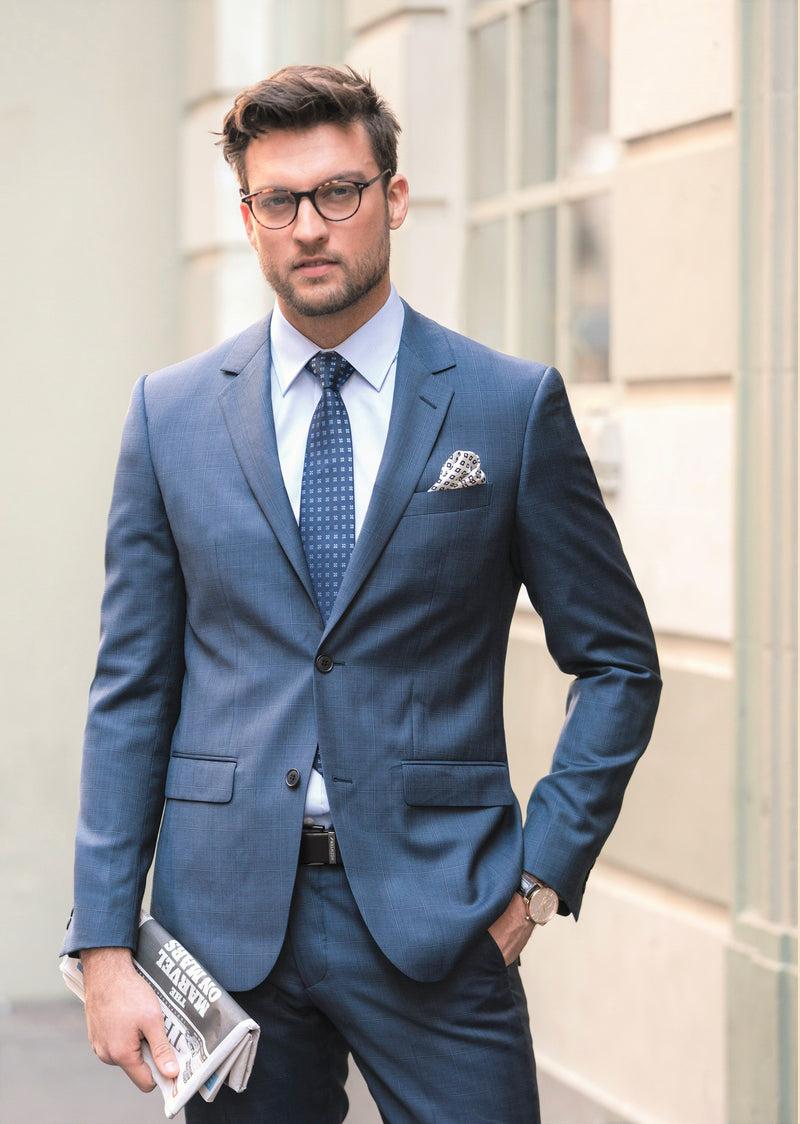 Daniel Hechter Shape 210 Blue Check Wool Suit Jacket Suit