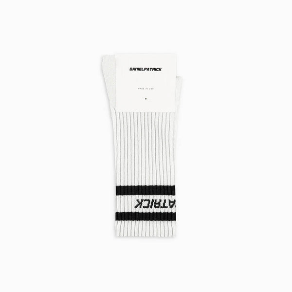 Daniel Patrick 3 Pack Logo Stripe B-ball Socks Accessories Cream + Black