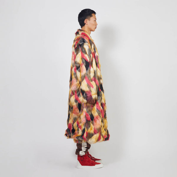 Daniel Patrick Faux Fur Robe Coat Outerwear Multi-color Pink