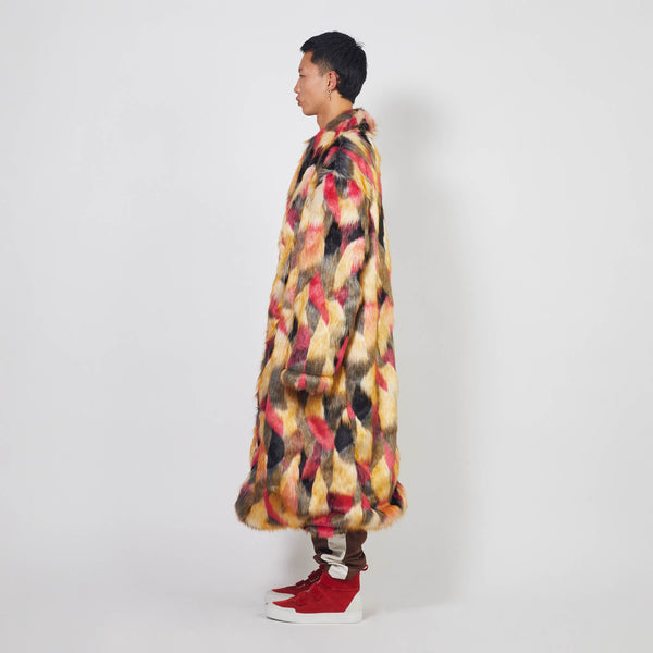 Daniel Patrick Faux Fur Robe Coat Outerwear Multi-color Pink