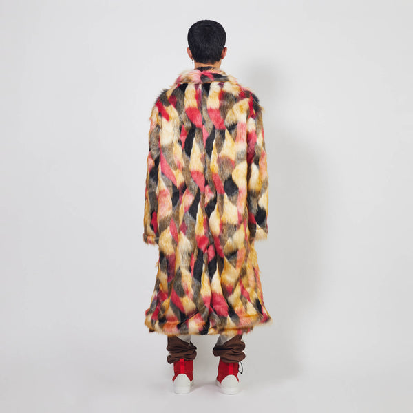 Daniel Patrick Faux Fur Robe Coat Outerwear Multi-color Pink