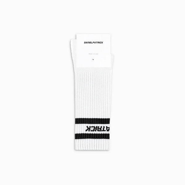 Daniel Patrick Logo Stripe B-ball Sock Accessories White + Black