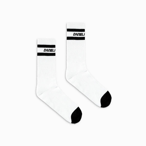 daniel patrick logo stripe b-ball sock Accessories white + black