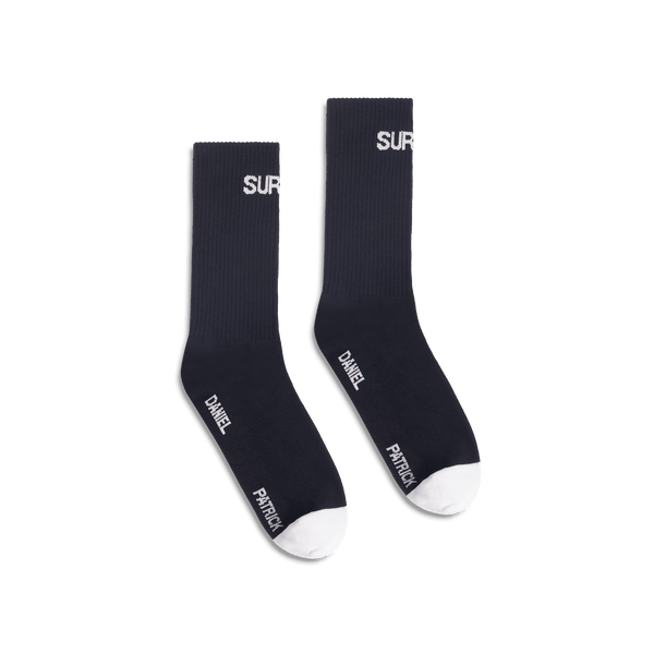 daniel patrick surplus logo sock Accessories black + white